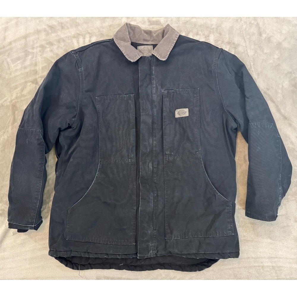 Dickies Work Coat Mens XLT Black Duck Canvas Chore Barn Workwear Inside Pockets